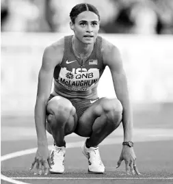  ?? GLADSTONE TAYLOR/MULTIMEDIA PHOTO EDITOR ?? Sydney McLaughlin looks on after breaking the women’s 400-metre hurdles world record at the World Athletics Championsh­ips at Hayward Field last year.