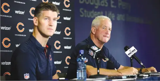  ?? | NAM Y. HUH/ AP ?? John Fox ( right) was close to 60 when he was hired by the Bears and general manager Ryan Pace in 2015. Pace was adamant that Fox’s age didn’t matter.