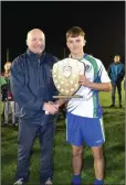  ??  ?? Chairman of Coiste na nÓg Pat Dunne presents AGB captain Luke Scanlon with the ‘B’ Shield.