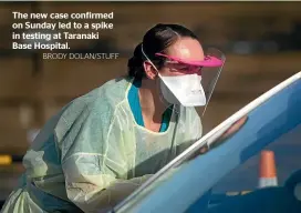  ?? BRODY DOLAN/STUFF ?? The new case confirmed on Sunday led to a spike in testing at Taranaki Base Hospital.