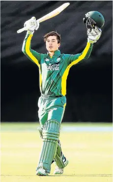  ?? Picture: ANESH DEBIKY/GALLO IMAGES ?? GREAT KNOCK: Matthew Breetzke gets his 100 for the SA U19 team against the West Indies U19 in Durban last year