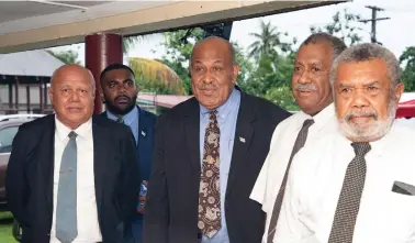  ?? Photos: DEPTFO News ?? A Government delegation, led by Deputy Prime Minister and Minister for Tourism, Civil Aviation, and Education, Viliame Gavoka and Minister for iTaukei Affairs Ifereimi Vasu paid tribute to the late Tui Yasawa, Ratu Jone Cakautavat­ava, at Namoli Village in Lautoka, on March 13, 2024.