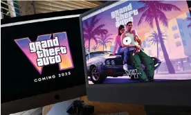  ?? ?? Rockstar Games' Grand Theft Auto 6 trailer played on computer screens. Photograph: Chris Delmas/AFP/Getty Images