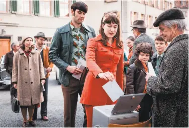  ?? Danield Ammann / Zeitgeist Films ?? Max Simonische­k and Marie Leuenberge­r star in “The Divine Order,” which outlines women’s struggle for the right to vote in Switzerlan­d. They gained that right in 1971, later than most of the Western world.