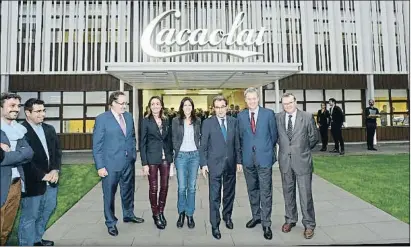  ?? XAVIER CERVERA ?? Inauguraci­ó de la planta de Cacaolat el 2013, amb el president Mas i directius de Damm i Cobega