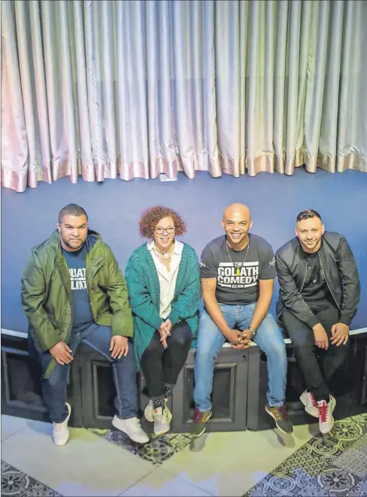  ??  ?? Family matters: Jason, Kate, Nicholas and Donovan Goliath (left to right) are South Africa’s comedy kingmakers. Photo: Delwyn Verasamy