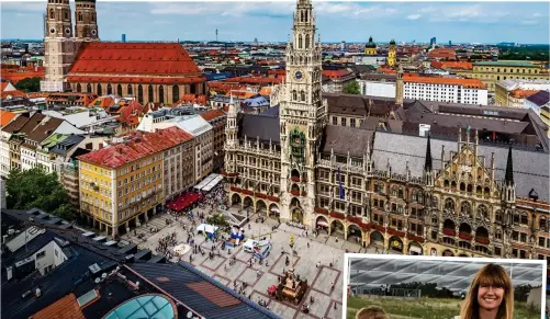  ??  ?? Gothic facade: Munich’s Town Hall, but the city also offers 21st-century pursuits to keep Caroline’s children happy (inset)