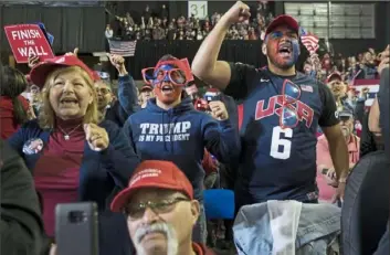  ?? Sarah Silbiger/The New York Times ?? Supporters of President Donald Trump at a rally at the El Paso County Coliseum in El Paso, Texas, on Monday.