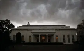  ??  ?? Storm clouds roll in above the Oval Office. Photograph: Alexander Drago/Reuters