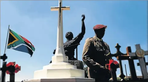  ?? PHOTO: ALON SKUY ?? The annual SS Mendi memorial service and wreath - laying ceremony near Pretoria. The service commemorat­es the 616 South Africans who lost their lives in the sinking of troopship SS Mendi after a collision near the Isle of Wight in 1917.