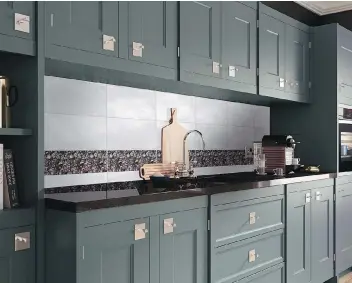  ?? THE TILE SHOP ?? This backsplash features British designer Ted Baker’s gorgeous new glass art tile collection’s Shadow Floral. There are many ways to create a backsplash that makes a statement but won’t go out of style.