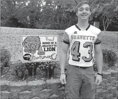  ?? Submitted photo ?? Daniel Huntsman played football during his senior season as a wide receiver for the Gravette Lions.