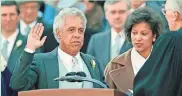  ?? ASSOCIATED PRESS ?? L. Douglas Wilder is sworn in as the 66th governor of Virginia during a ceremony Jan. 13, 1990.