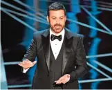  ??  ?? Host Jimmy Kimmel speaks at the Oscars at the Dolby Theatre in Los Angeles.