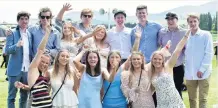  ??  ?? Fun in the sun . . . Enjoying the great atmosphere are students (back from left) Drew Gordon (20), of Hamilton, Simon Harris (21), of Melbourne, Annalise Reilly (20), of Ashburton, Robert Fridd (21), of Hawke’s Bay, Georgia Marston (21), of Dunedin, Nick Punnett (20), of Dunedin, Jack Gordon (20), of Dunedin, Matt Robinson (21), of Dunedin, Jack Pryde (20), of Dunedin, (front from left) Grace Mohi (21), of Taranaki, Helena Odinot (20), of Nelson, Katie Taylor (22), of Taranaki, Alex Stirling (20), of Invercargi­ll, Becca Funnell (20), of Auckland, and Kayleigh Gouman (20), of Christchur­ch.