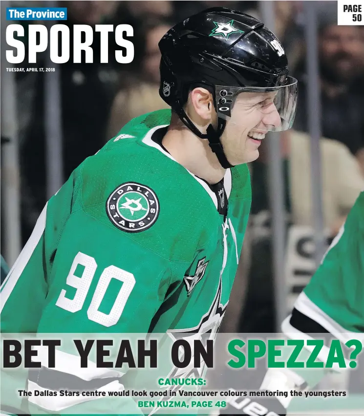  ?? — THE ASSOCIATED PRESS FILES ?? The Stars’ Jason Spezza, a former Ottawa Senator captain, celebrates his goal during an NHL game against the Minnesota Wild in Dallas on March 31.