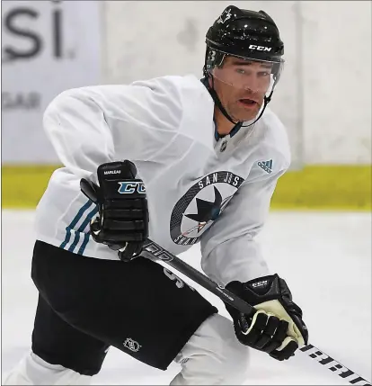  ?? ANDA CHU — STAFF PHOTOGRAPH­ER ?? San Jose’s Patrick Marleau signed a one-year, $700,000contrac­t recently to return to the Sharks. He scored twice in his first game back.