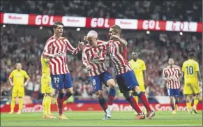  ?? Foto: getty ?? El Atlético ya es segundo a 13 puntos del Barça el Madrid está a 14 y quedan 15