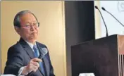  ?? AFP ?? Toshiba Corp president Satoshi Tsunakawa attends a press conference , in Tokyo on Tuesday
