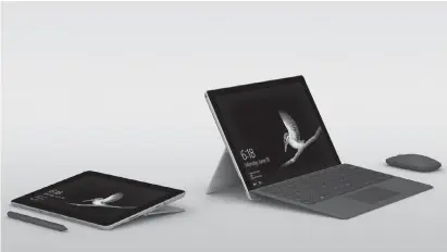  ?? Microsoft/TNS ?? ABOVE: Microsoft’s smallest Surface tablet yet, the Surface Go, will start at $399 and
appear in stores Aug. 2.