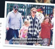  ??  ?? Melissa, Ben and the girls visited Disneyland in 2017.