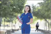  ?? ?? Nursing student Emma Champlin near her class at Fresno State in Fresno on Wednesday.