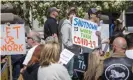  ?? Photograph: Katherine Jones/AP ?? A protest in Boise against Governor Brad Little’s stay-at-home order in April last year.