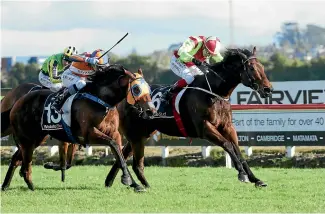  ??  ?? Malaysian jockey Shafiq Rusof (left) will seek a first Group One riding success with Melody Belle at Hastings today. They are shown together winning the Foxbridge Plate last month ahead of Julius (right). PHOTO: TRISH DUNELL