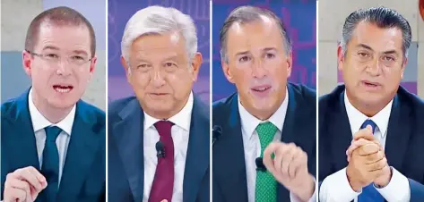  ??  ?? Momentos del tercer y último debate entre candidatos presidenci­ales; inicia la cuenta regresiva rumbo a la elección del 1 de julio.