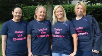  ??  ?? Organisers of the ‘Under The Elements’ community sleep out, Charlene Tydings, Julie Fitzpatric­k, Marilyn O’ Shea and Marion Coffey pictured at the launch of the event in Pearse Park in August.