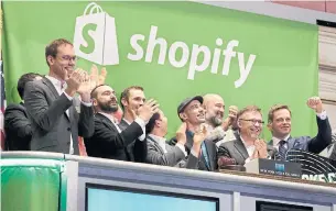  ?? RICHARD DREW THE ASSOCIATED PRESS FILE PHOTO ?? Shopify had a blowout first quarter, with revenue that topped analyst estimates.