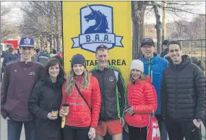  ?? SUBMITTED PHOTO ?? Islanders are in Boston for today’s marathon. From left are Samuel Peterson, Jocelyn Peterson, Amber Spriggs, Francis Fagan, Pam Power-McKenna, Mike Peterson and Stan Chaisson.