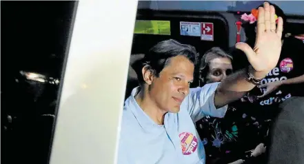  ?? ALEX SILVA / ESTADAO ?? Campanha. O candidato Fernando Haddad durante ato Primavera das Mulheres, na Praça Roosevelt, no centro de São Paulo