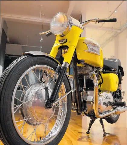  ??  ?? The Triumph Tiger T110 in all its yellow glory.