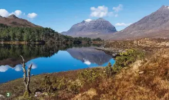  ??  ?? 3 3 Achnashell­ach to Kinlochewe, via the Coulin Pass Achnashell­ach is a Scotrail request stop. From here, a path goes over the Coulin Pass (pronounced cow-lin) giving wonderful views of Beinn Eighe, 3,313ft (1,010m), and Liathach, 3,461ft (1,055m). Lochs Coulin and Clair were AW’s favourites. It’s possible to get a bus back to Inverness from Kinlochewe, but not every day.