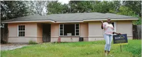  ??  ?? Crystal Wicks is a BuildAid Houston client who experience­d 6 feet of water in her home the night of Aug. 26, 2017. She is preparing to move into her restored home thanks to HomeAid Houston and the GHBA's BuildAid initiative.