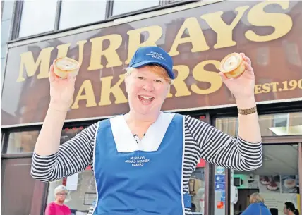  ?? ?? Out and about Linda Hill, owner of Murrays Bakers has been visiting bakers around Scotland