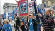  ?? Picture: AFP ?? THE REMAINERS: Protesters set off on an anti-Brexit march on the sidelines of the Conservati­ve Party conference