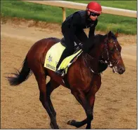  ?? AP/CHARLIE RIEDEL ?? Mendelssoh­n goes through a workout Thursday. Mendelssoh­n, who went off at 5-1, finished last in Saturday’s Kentucky Derby, 531 /4 lengths behind the winner Justify.