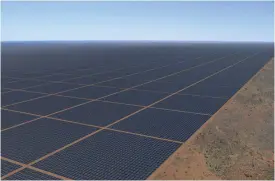  ??  ?? Så här kan den gigantiska solcellspa­rken i Northern Territory komma att se ut. Bild från företaget Sun Cable.