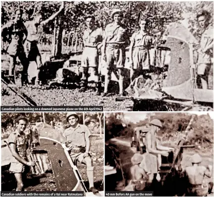  ?? ?? Canadian soldiers with the remains of a Val near Ratmalana 40 mm Bofors AA gun on the move