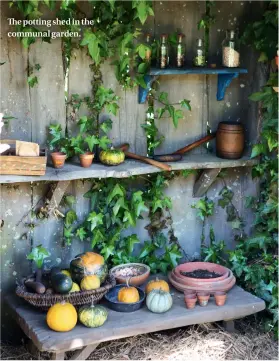  ??  ?? The potting shed in the communal garden.