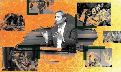  ?? ?? ‘I hope that whoever watches this film will see that resistance is possible’: Ravish Kumar and scenes from the documentar­y While We Watched. Illustrati­on: Observer Design