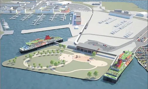  ??  ?? MARITIME HUB: This artist’s impression shows the £15m terminal that would be built by the time a new ferry, with new car and passenger access, came into use in 2018.