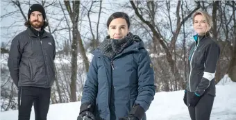  ?? PHOTO JOËL LEMAY, AGENCE QMI ?? Le vidéaste Guillaume Shea-blais, la réalisatri­ce Ninon Pednault et la journalist­e Marie-christine Noël sont les artisans du documentai­re Pression.