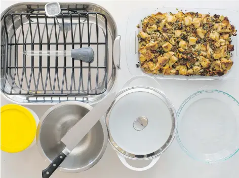  ?? SARAH CROWDER/KATIE WORKMAN ?? Ensure your kitchen is ready for holiday duty with all the essential tools, from roasting pans to pie plates.