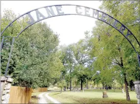  ?? Photo courtesy of Xyta Lucas ?? The Jane Cemetery is located on Highway 90 just east of Jane, Mo., and contains the graves of a number of former Caverna residents, including members of the Davenport and Slinkard families, who owned flour mills in Caverna.