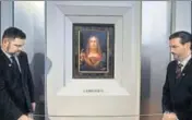  ?? AFP ?? Security personnel stand next to Leonardo da Vinci's Salvator Mundi after it was unveiled at Christie's in New York.