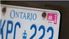  ?? JULIE JOCSAK TORSTAR ?? Drivers with licence plate stickers that expired after March 1 this year are exempt from being ticketed, under a temporary renewal extension ordered by the provincial government.