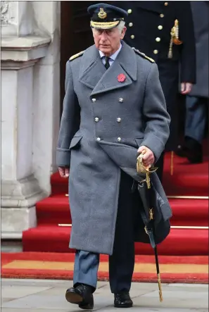  ??  ?? Prince Charles prepares to lay a weath at the Cenotaph in London yesterday.